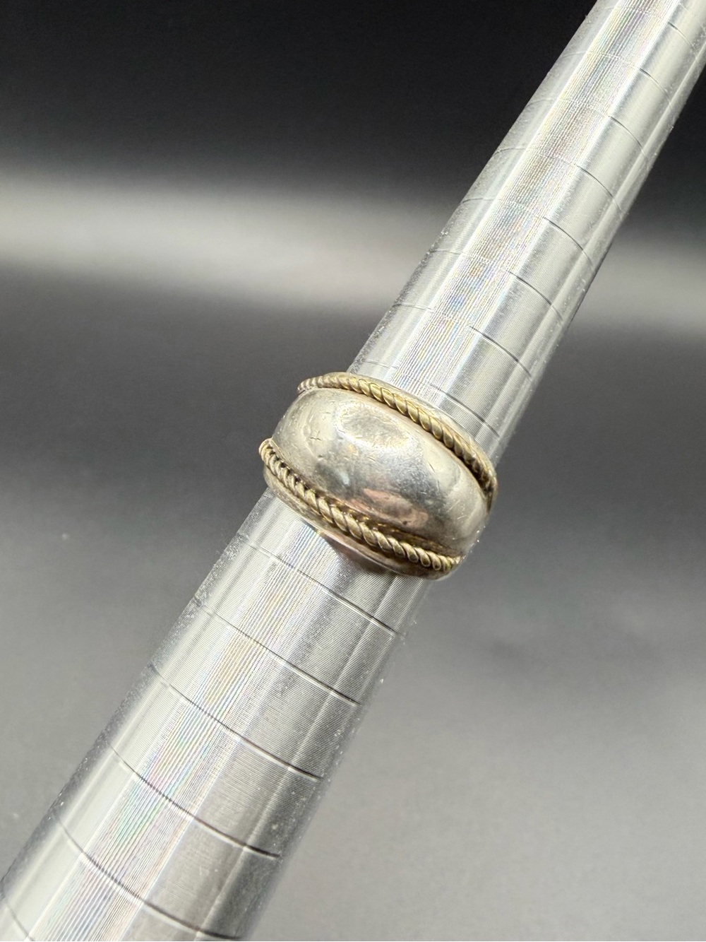 Vintage Sterling Silver Two Tone Twist Ring Mexico Size 6.5 Jewelry Chunky